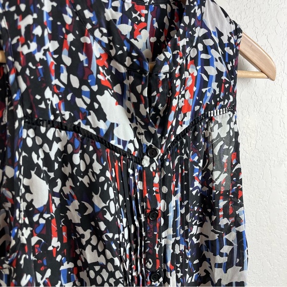 Parker Tank Top Printed Silk Pleated Blouse - Picture 8 of 15